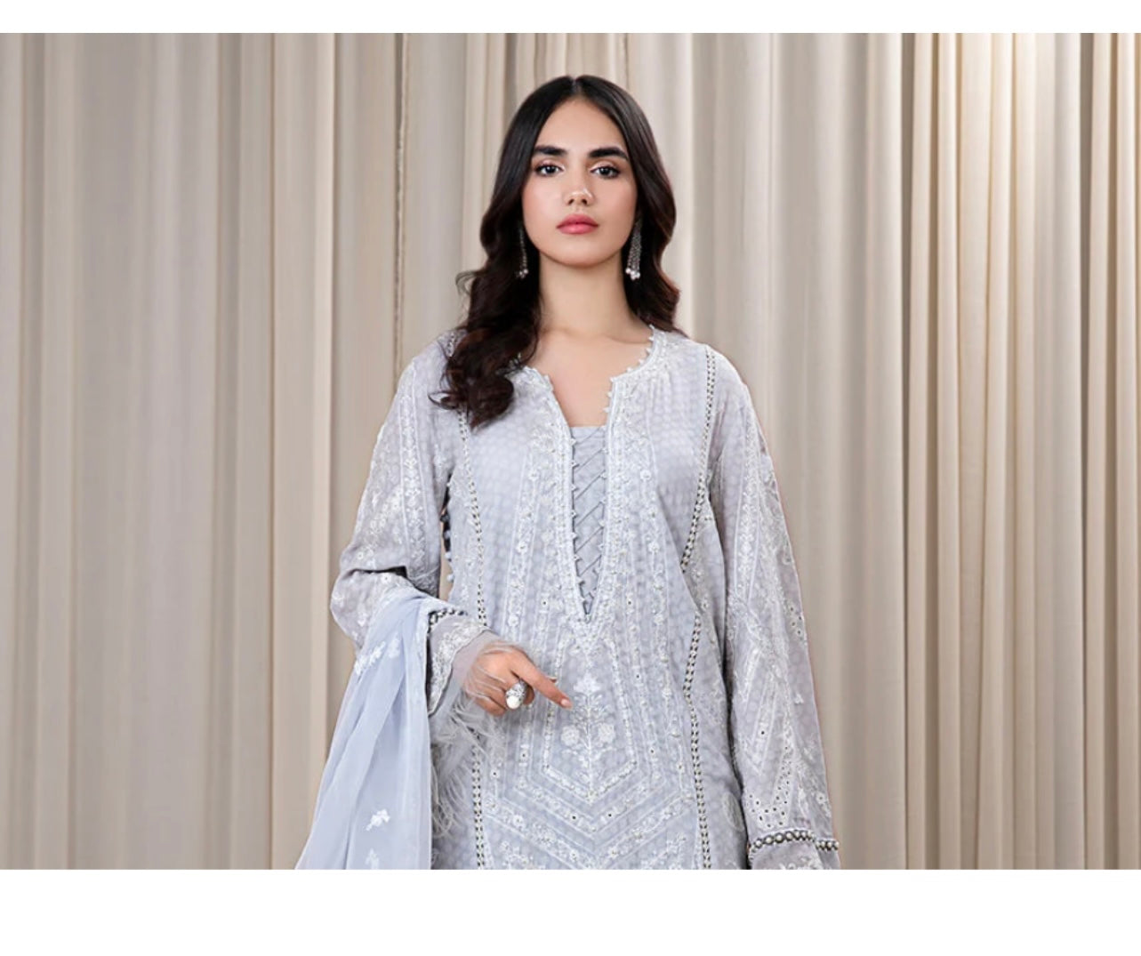 3 Piece Embroidered Self Jacquard Suit | DW-EF24-32