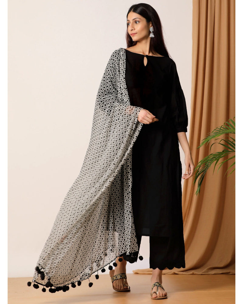 black white combo dress Narelle Satin Maxi Dress - White/combo