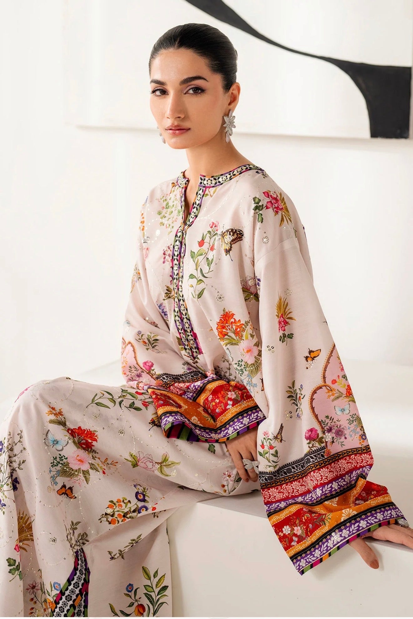 EMBROIDERED RAW SILK PR-1163
