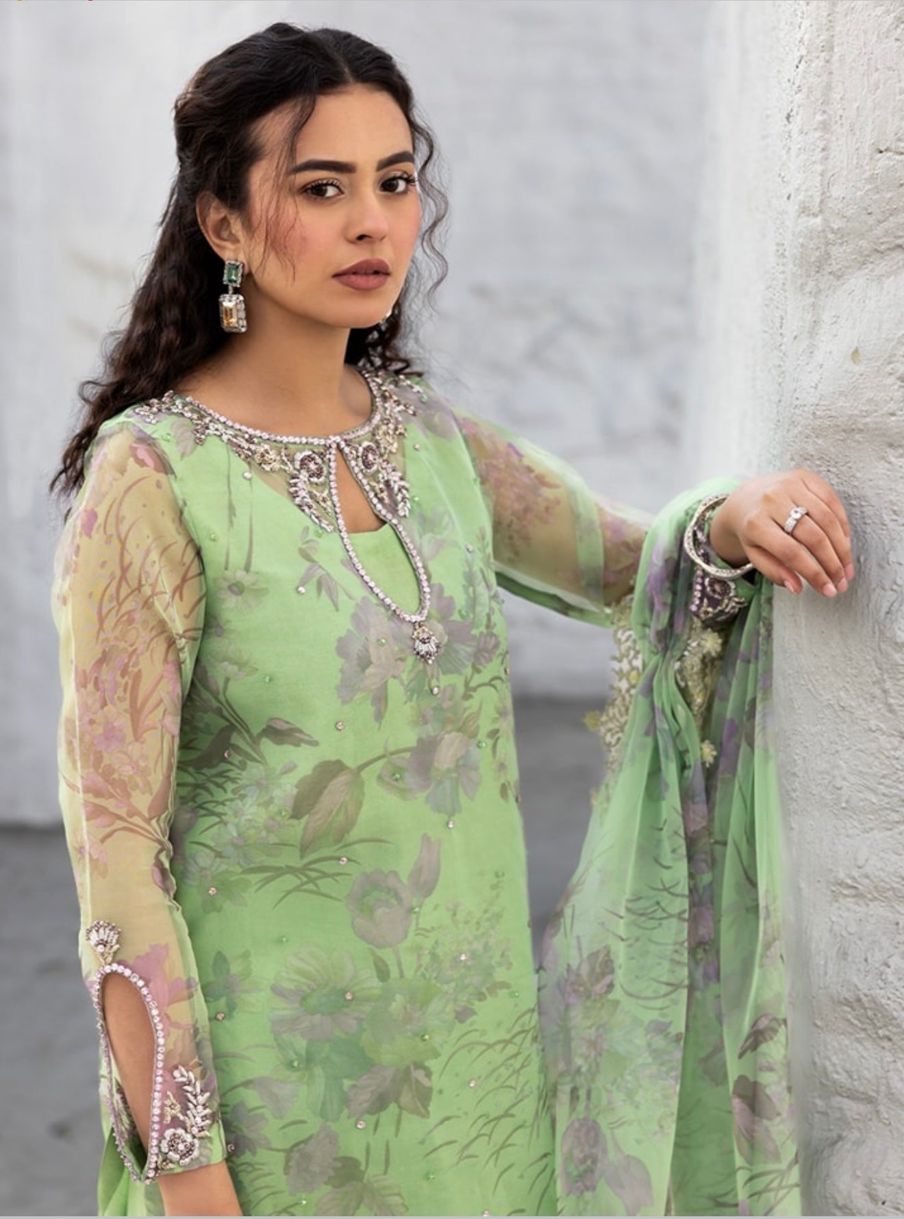 3-PC EMBROIDERED ORGANZA SUIT CMA-5-013