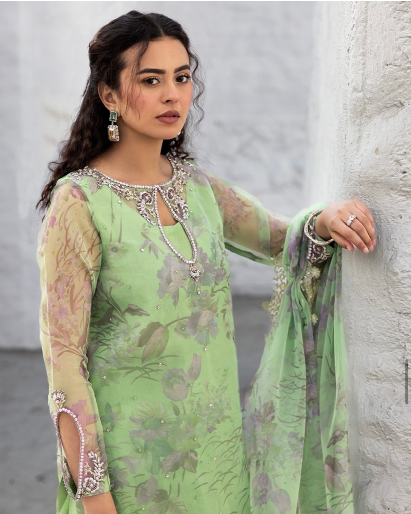 3-PC EMBROIDERED ORGANZA SUIT CMA-5-013