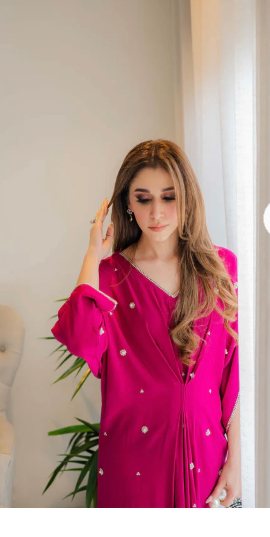 Magenta Crepe Kaftan