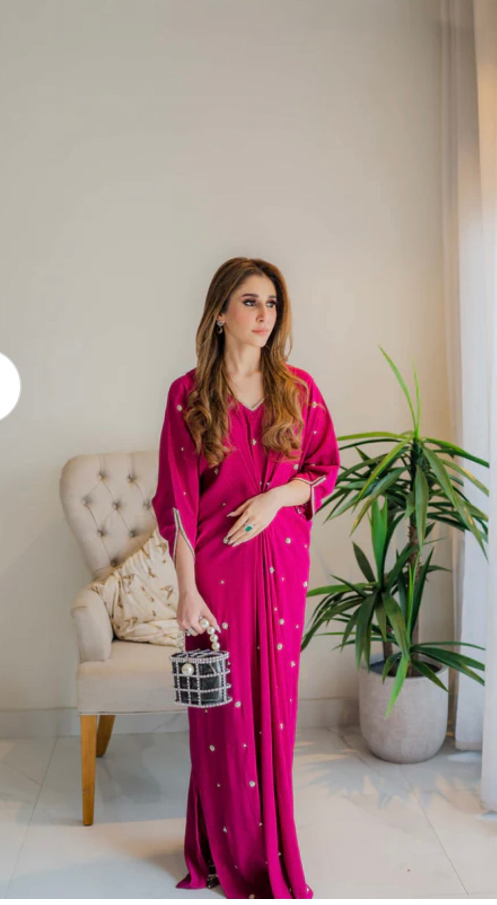 Magenta Crepe Kaftan