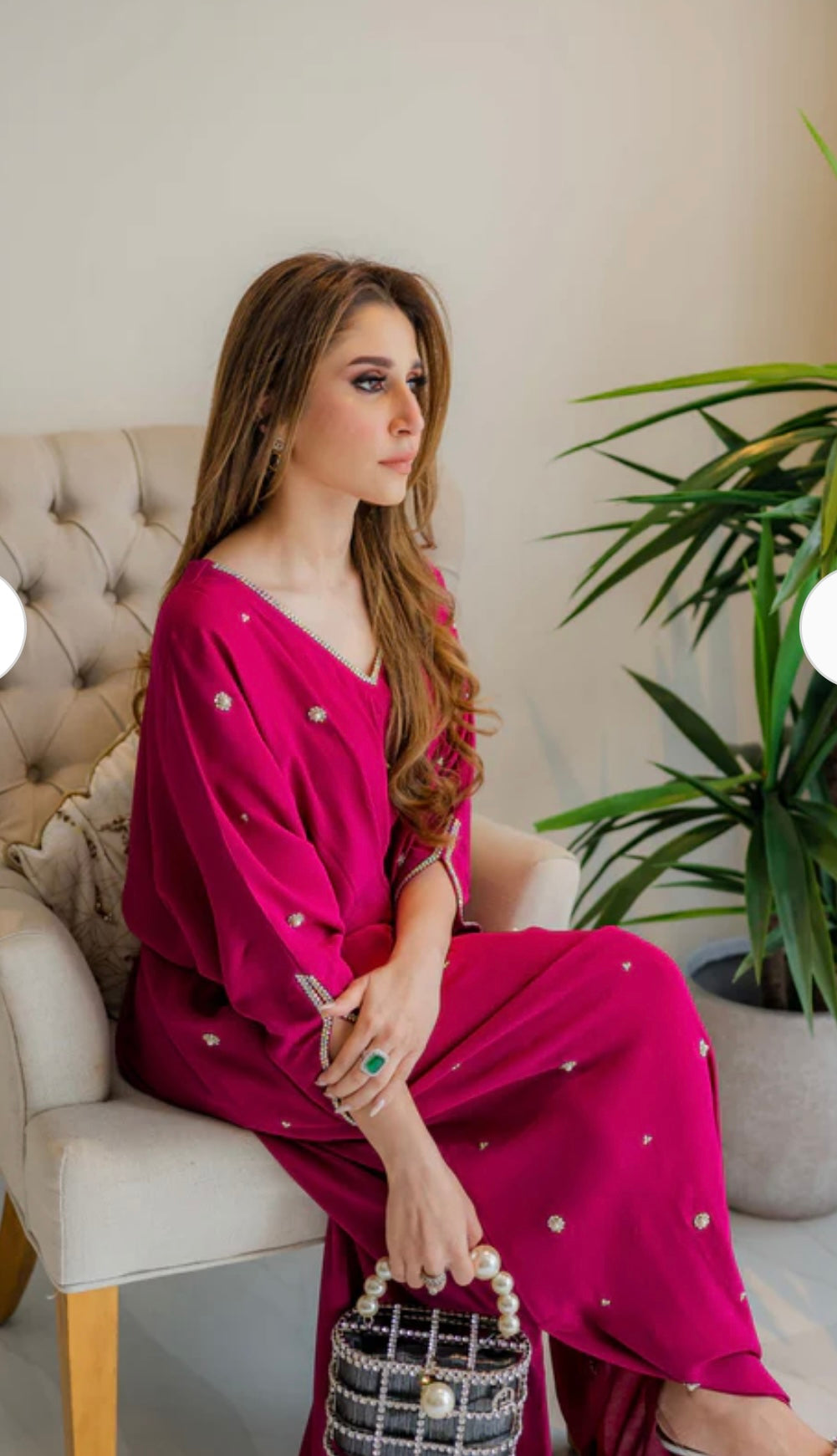 Magenta Crepe Kaftan